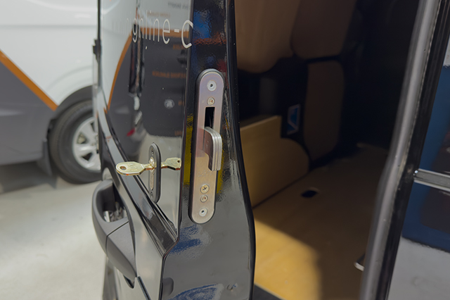 L4V Hook Lock with barn door open showing deadlocking hook bolt